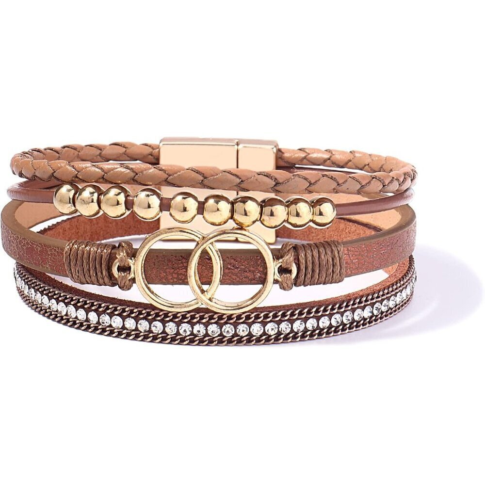 Leather Beaded Infinity Bracelets for Women Stackable Boho Jewelry Gift